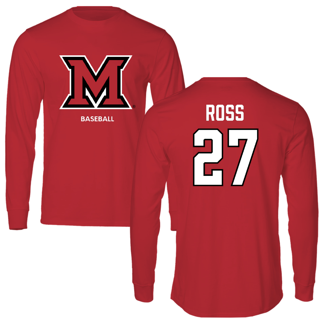 Miami University (Ohio) Baseball Red Long Sleeve - #27 Luke Ross