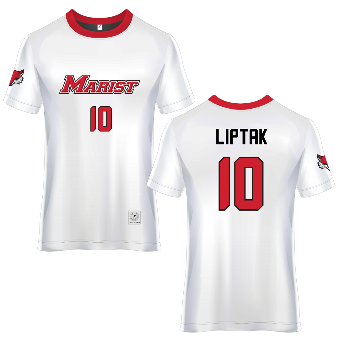 Marist University White Soccer Jersey - #10 Caroline Liptak