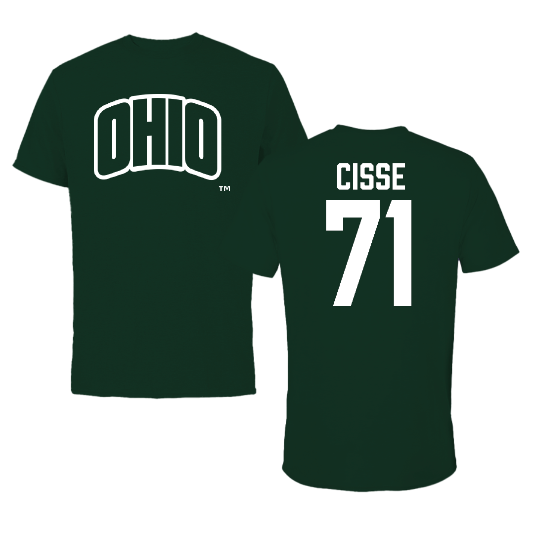 Ohio University Football Forest Green Performance Tee - #71 Tigana Cisse
