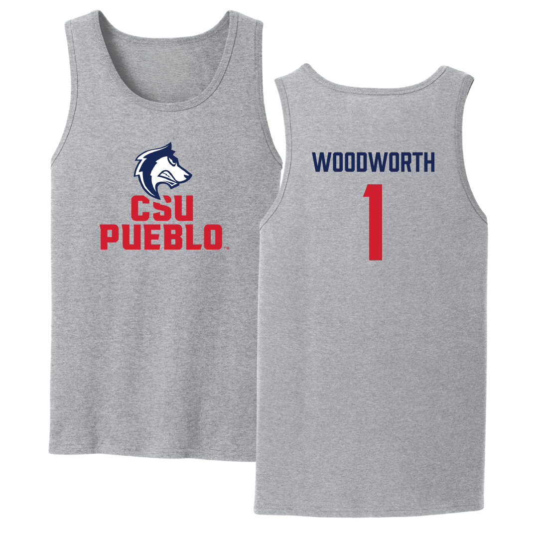 Colorado State University-Pueblo Volleyball Sport Gray Tank Top - #1 Braelyn Woodworth