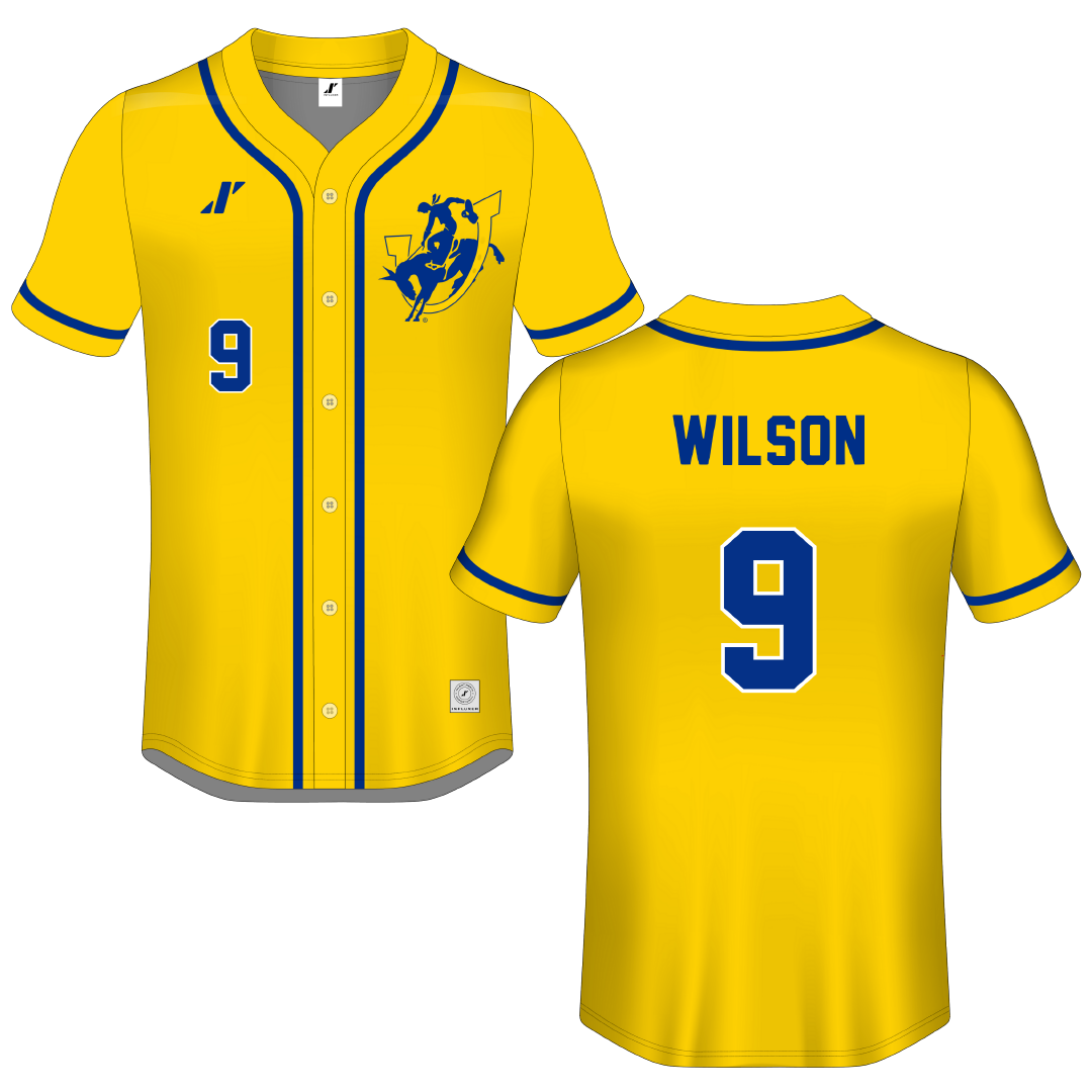 Southern Arkansas University Gold Button-Down Jersey - #9 Glynn Wilson