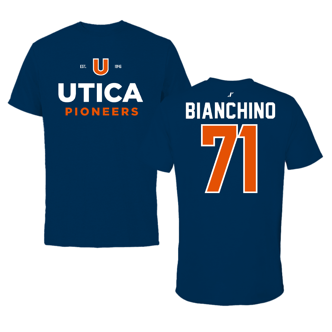 Utica University Football Navy General Performance Tee - #71 ADante Bianchino