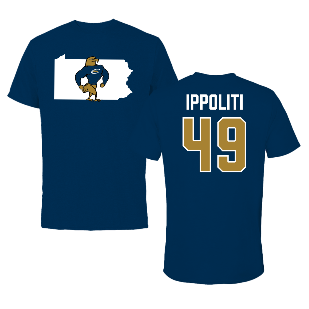 PennWest Clarion Football Navy State Performance Tee - #49 Michael Ippoliti