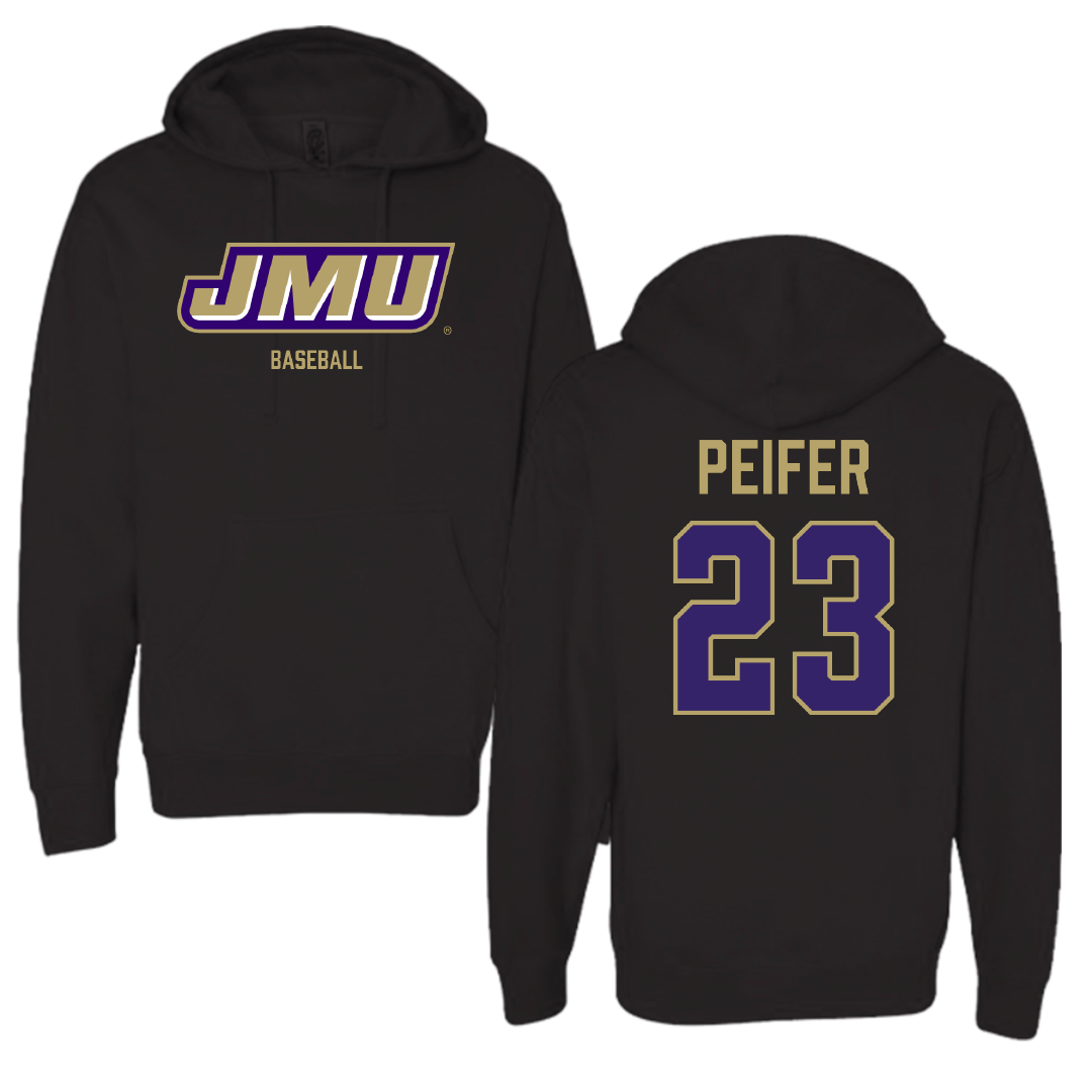 James Madison University Baseball Black Hoodie - #23 Wyatt Peifer