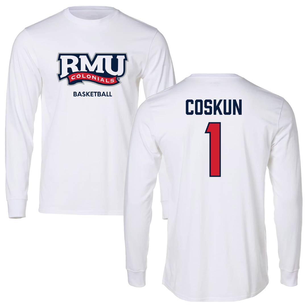 Robert Morris University Basketball (W) White Performance Long Sleeve - #1 Tuana Coskun