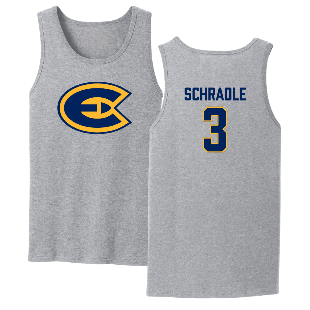University of Wisconsin-Eau Claire Football Sport Gray Tank Top - #3 Sam Schradle