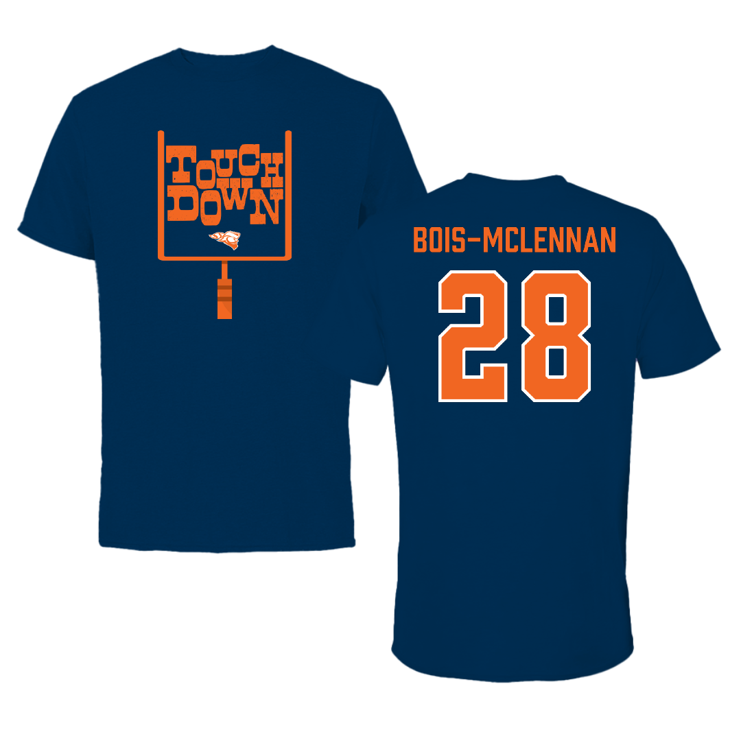 Carroll University Football Navy Touchdown Tee - #28 Konnor Bois-mclennan