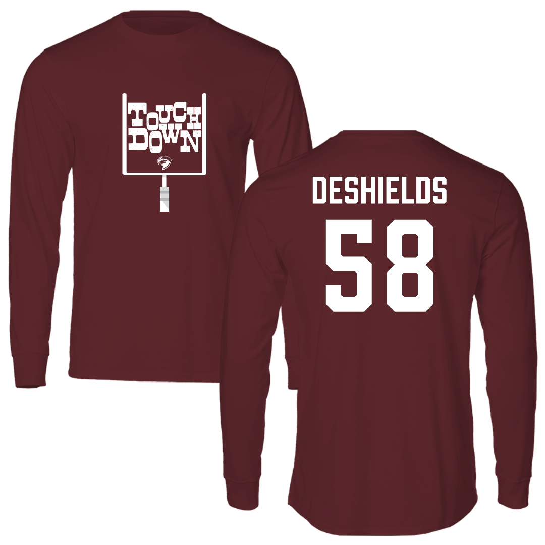 Fairmont State University Football Maroon Touchdown Performance Long Sleeve - #58 Saumir Deshields