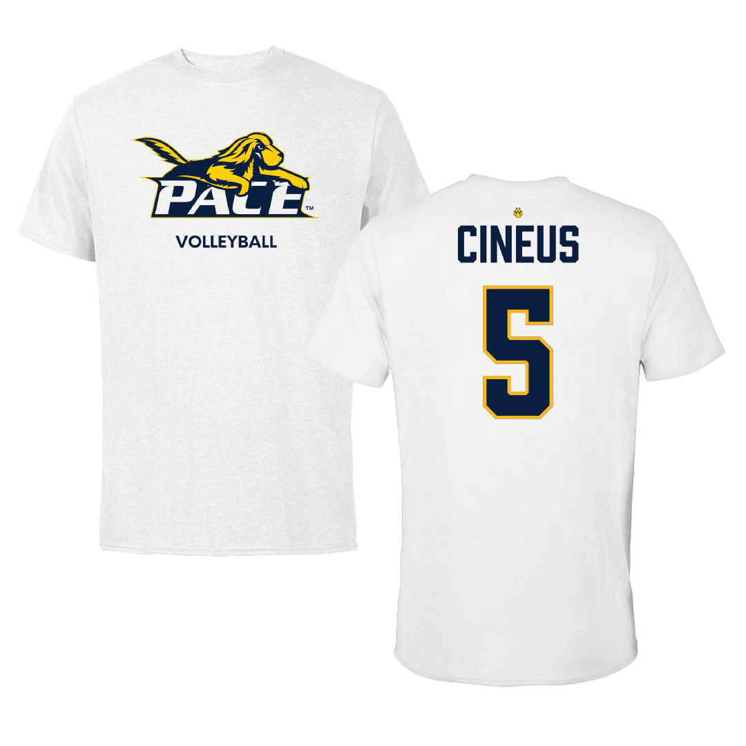Pace University Volleyball (W) White Tee - #5 Emily Cineus