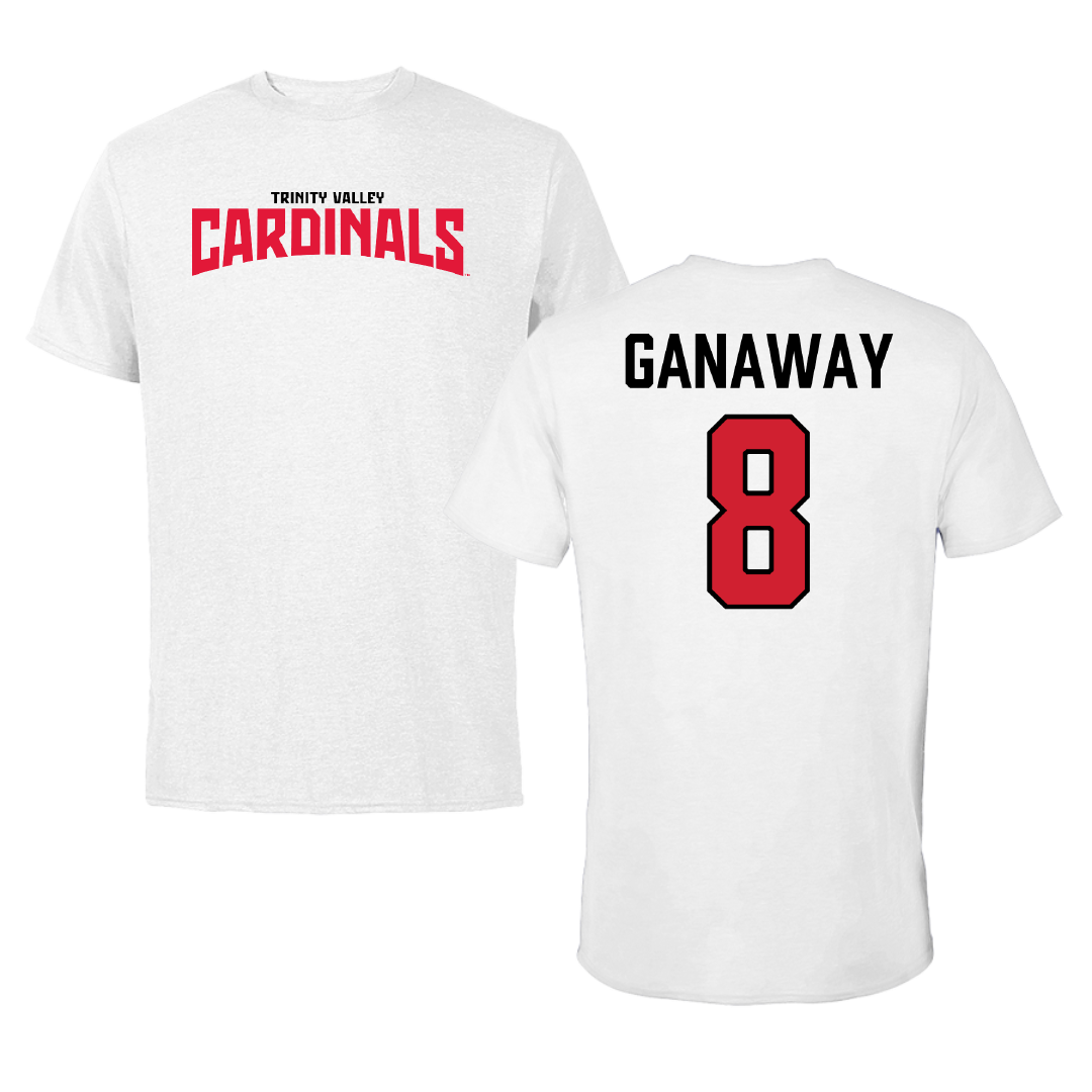 Trinity Valley Community College Football White Classic Tee - #8 Malik Ganaway