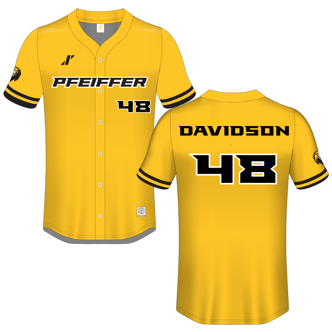 Pfeiffer University Gold Button-Down Jersey - #48 Easton Davidson
