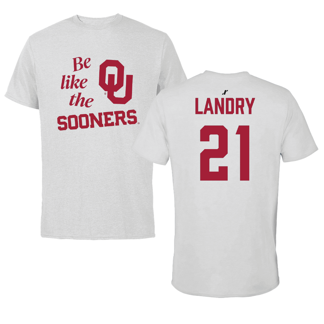 University of Oklahoma Softball Light Gray Be Like Us Tee - #21 Sam Landry