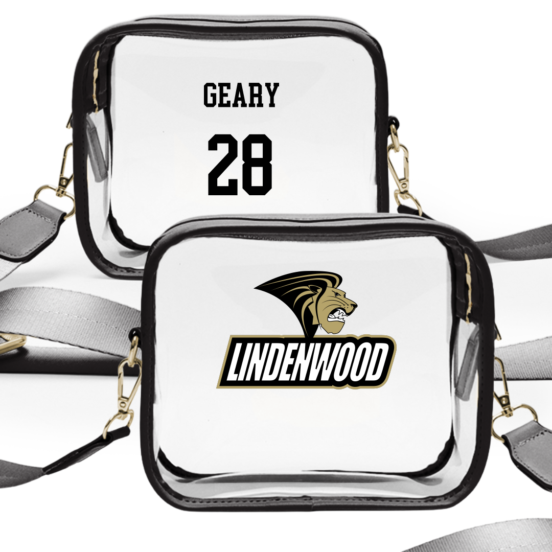Lindenwood University Softball Black Clear Stadium Bag - #28 Emily Geary
