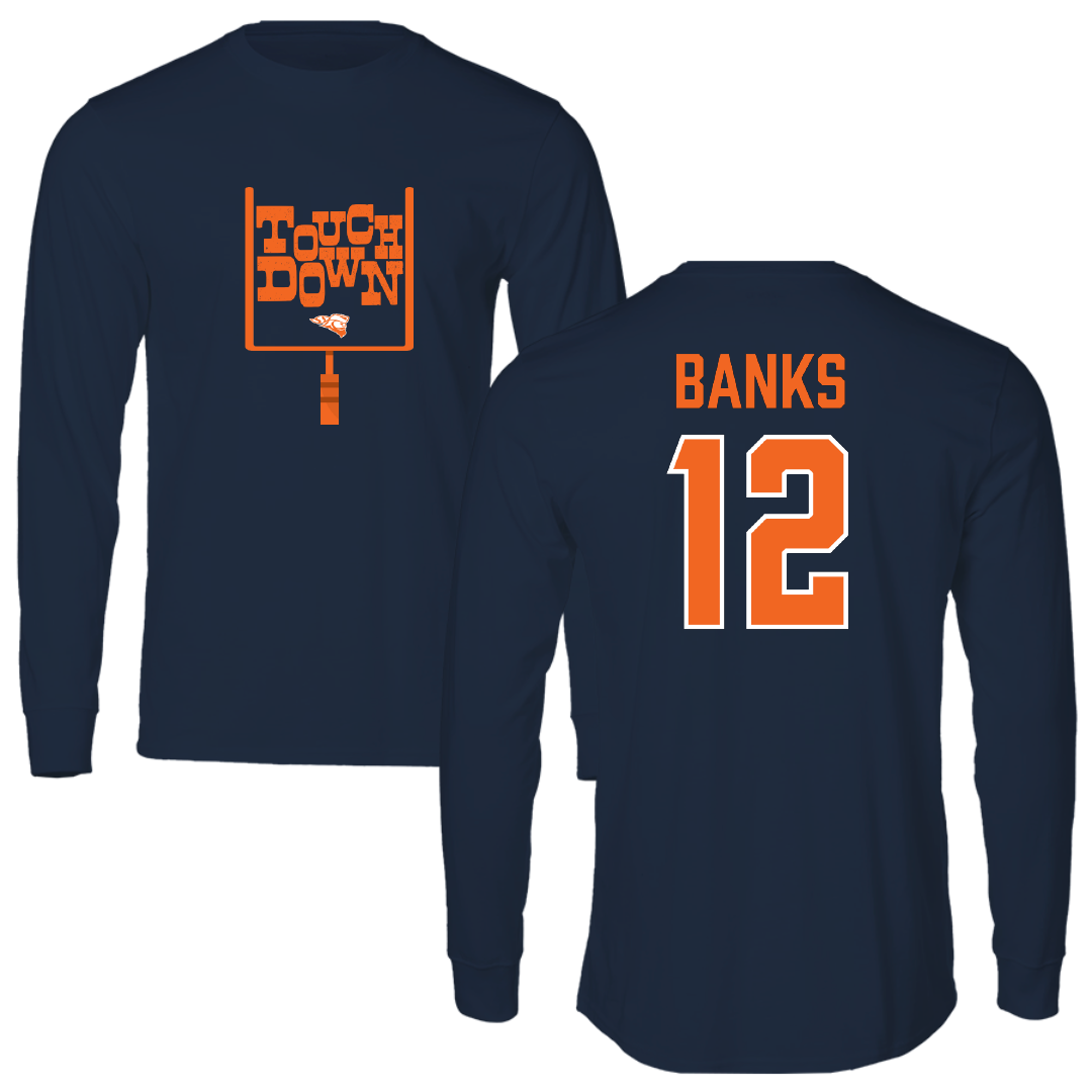 Carroll University Football Navy Touchdown Performance Long Sleeve - #12 Cameran Banks