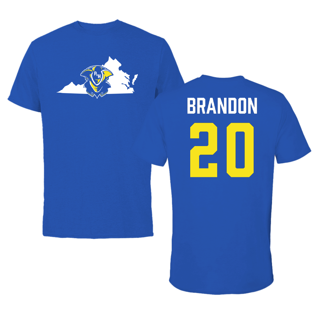 Patrick & Henry Community College Baseball Blue State Performance Tee - #20 Ben Brandon