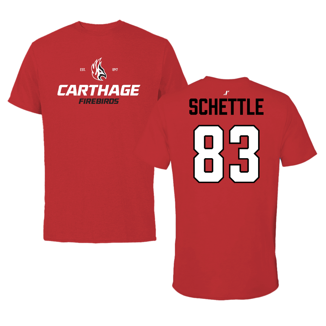 Carthage College Football Red General Tee - #83 Logan Schettle