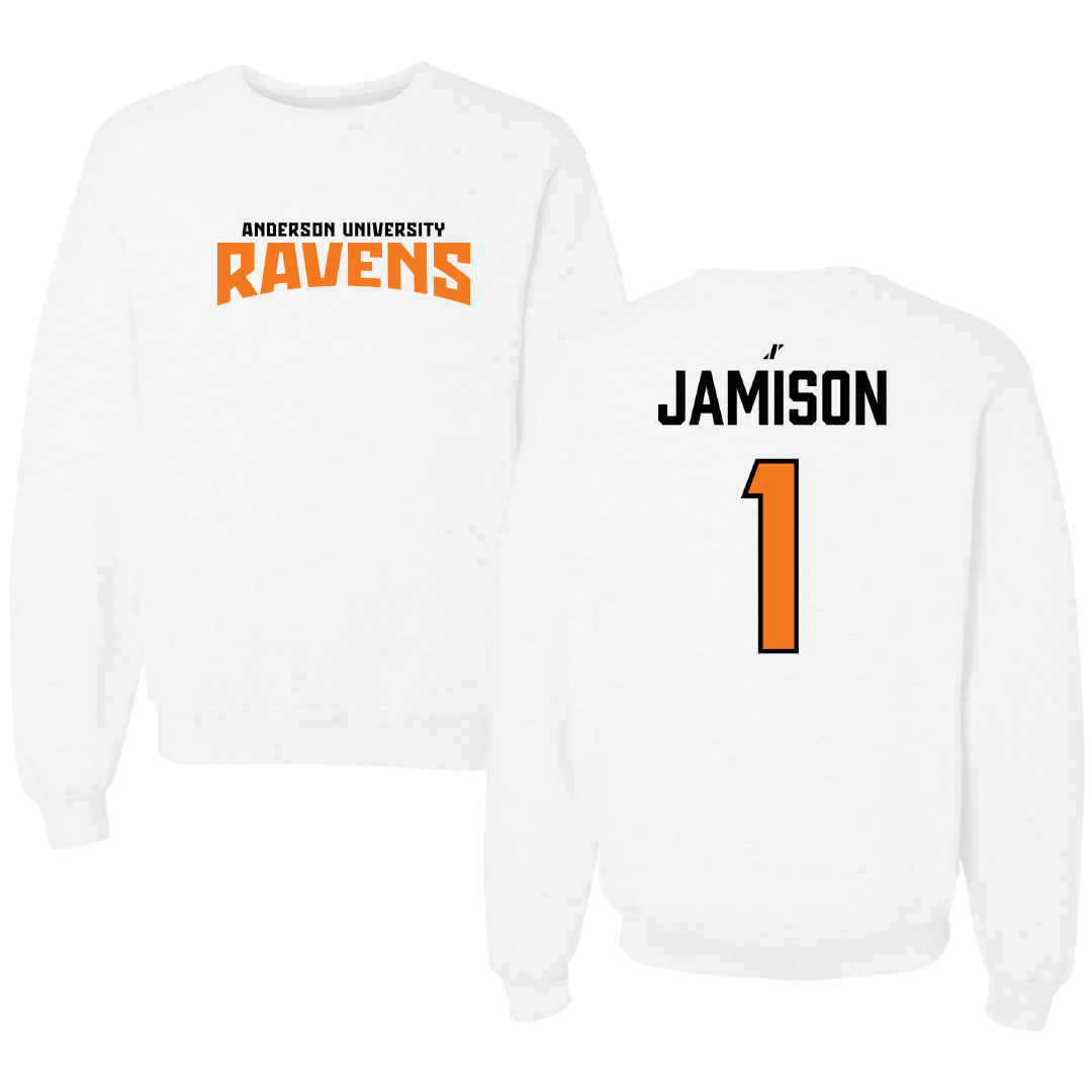 Anderson University (Indiana) Basketball (M) White Classic Crewneck - #1 William Jamison