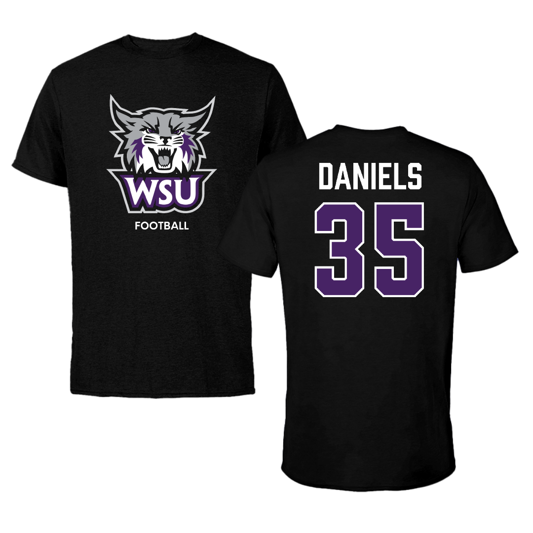 Weber State University Football Black Tee - #35 Rishi Daniels