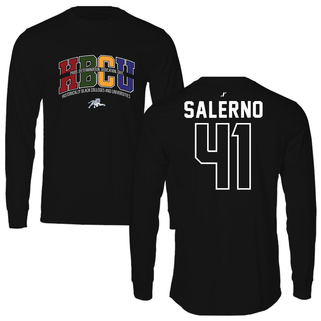 Jackson State University Football Black HBCU Performance Long Sleeve - #41 Avery Salerno