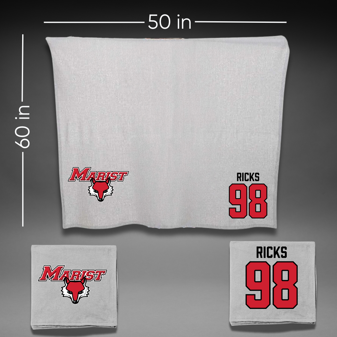 Marist University Football Gray Blanket - #98 Braylen Ricks