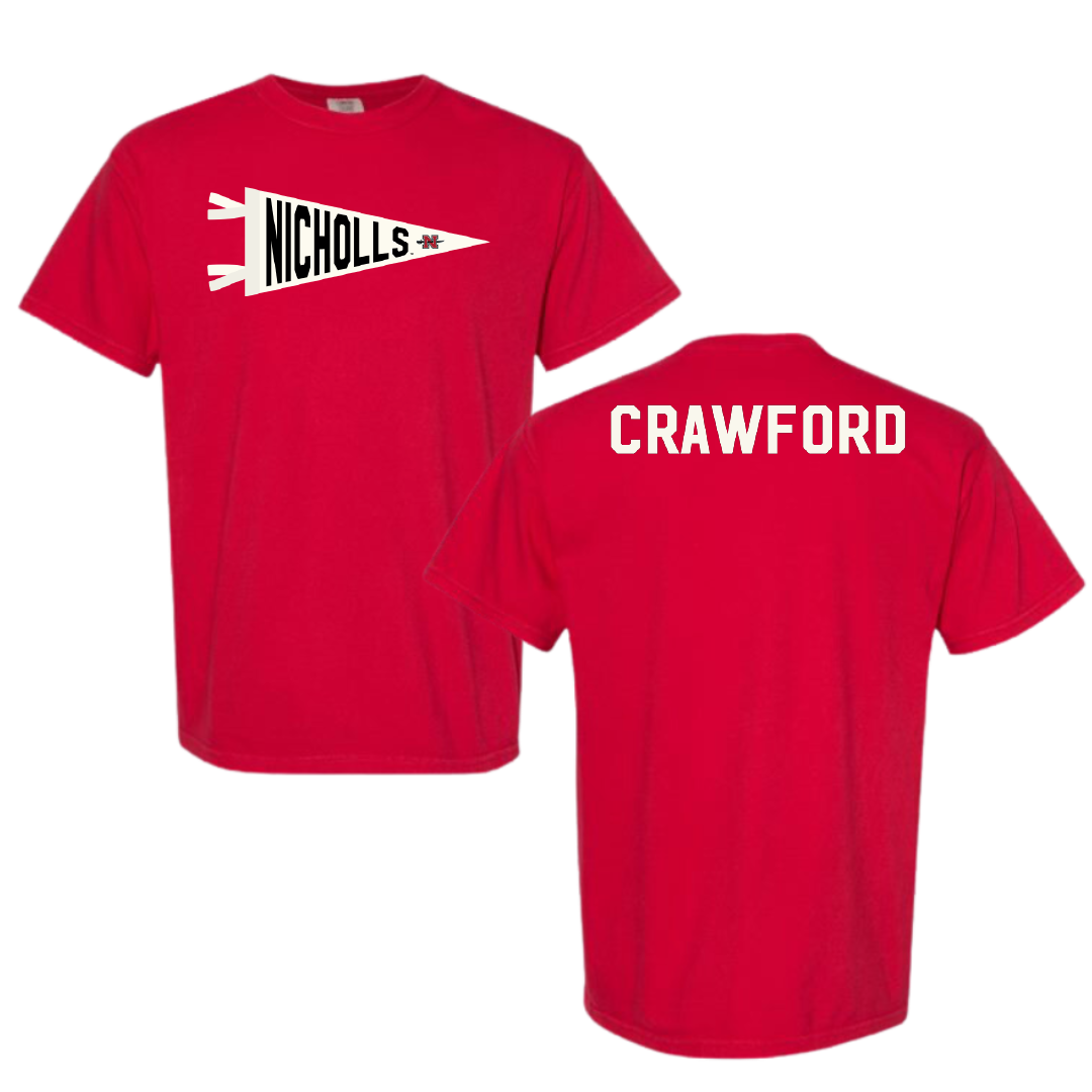 Nicholls State University TF and XC Red Pennant Comfort Colors Tee - Michael Crawford