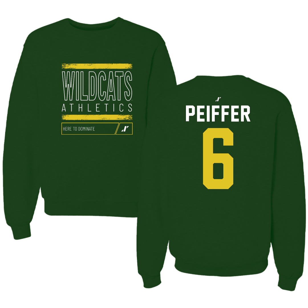 Northern Michigan University Football Forest Green Dominate Crewneck - #6 Sam Peiffer