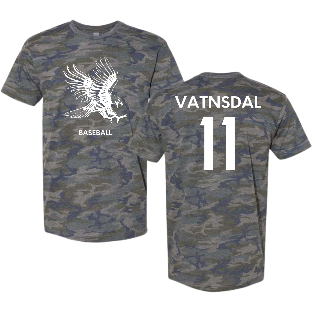 Dickinson State University Baseball Vintage Camo Tee - #11 Kade Vatnsdal