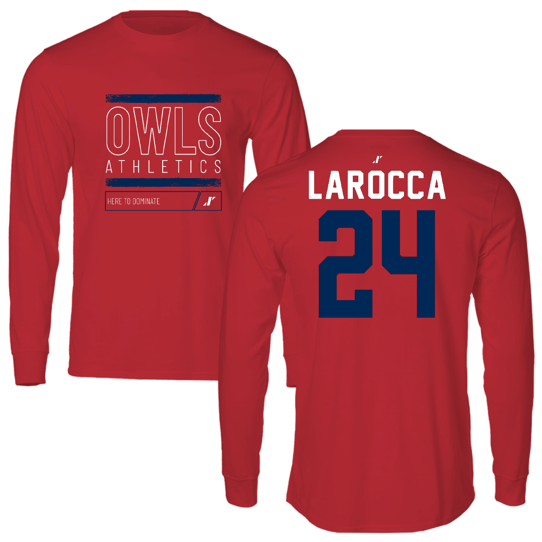 Florida Atlantic University Baseball Red Dominate Performance Long Sleeve - #24 Mike LaRocca