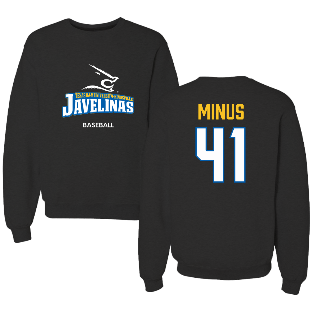 Texas A&M University-Kingsville Baseball Black Crewneck - #41 Cade Minus