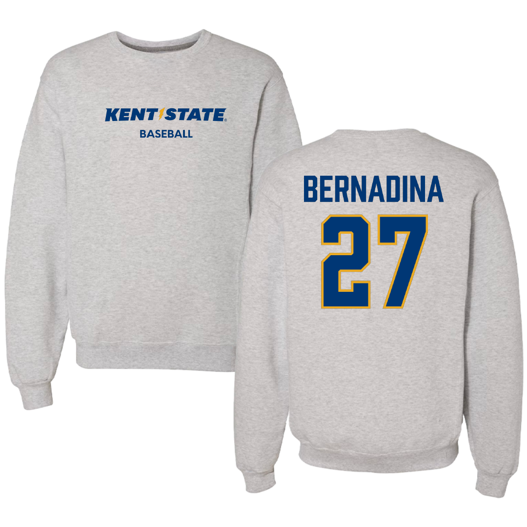 Kent State University Baseball Light Gray Crewneck - #27 Rocco Bernadina