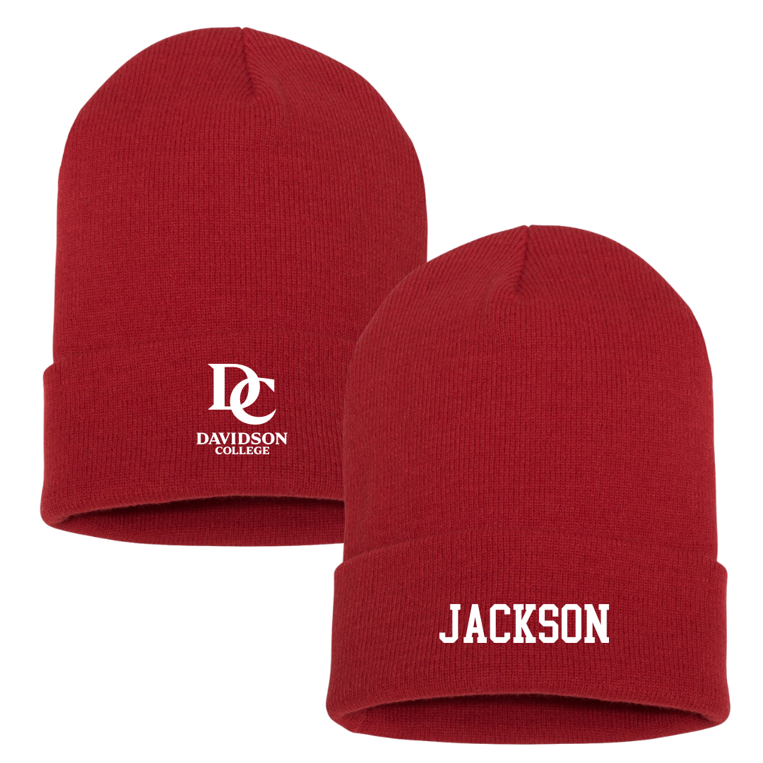 Davidson College Football Red Beanie - #45 Cameron Jackson