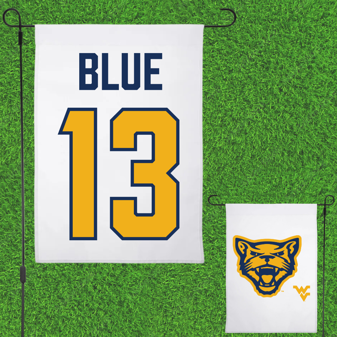 Potomac State College Baseball White Garden Flag - #13 Peyton Blue