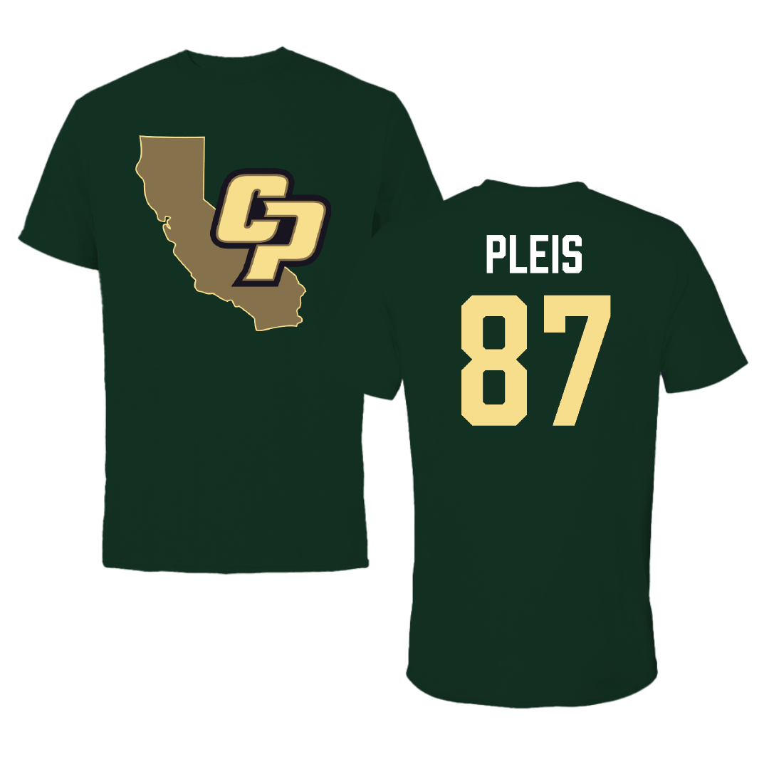 Cal Poly Football Forest Green State Performance Tee - #87 Kaleb Pleis