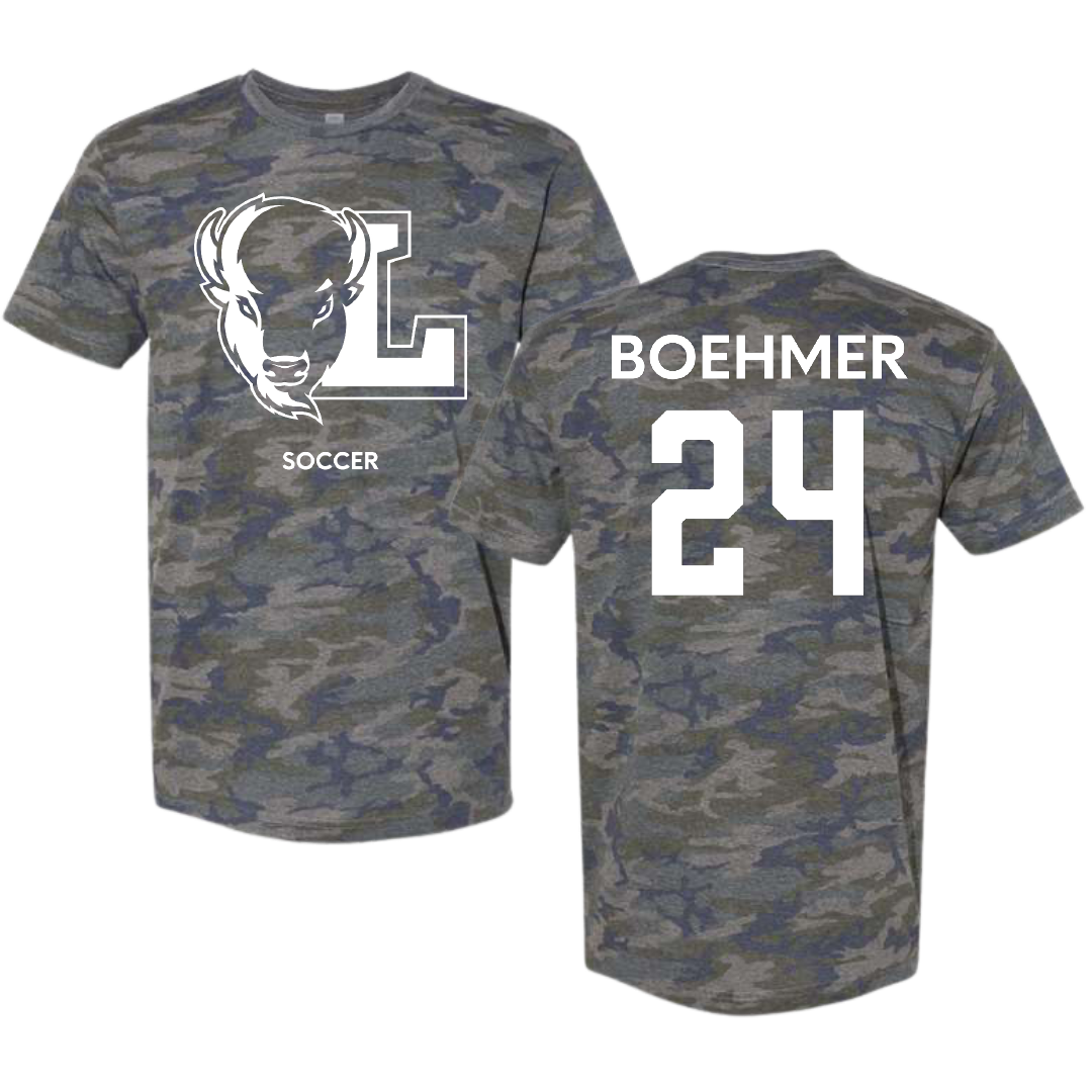 Lipscomb University Soccer (M) Vintage Camo Tee - #24 Aidan Boehmer