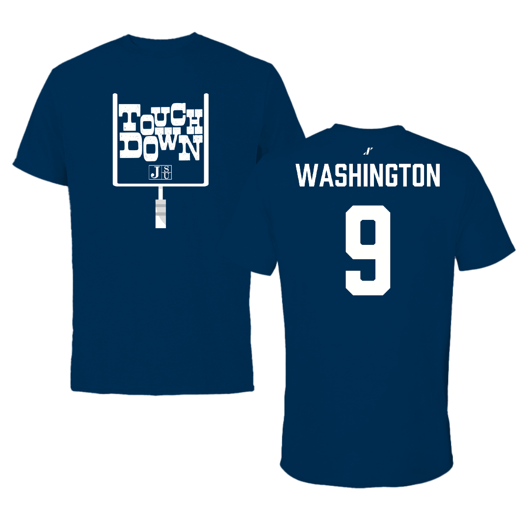 Jackson State University Football Navy Touchdown Tee - #9 BJ Washington