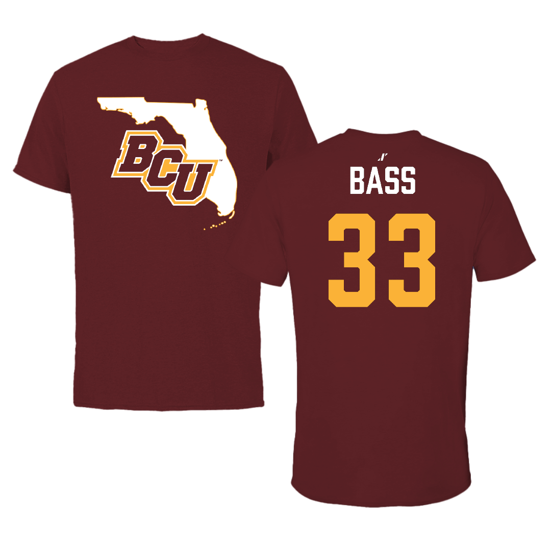 Bethune-Cookman University Football Maroon State Tee - #33 Cornelious Bass