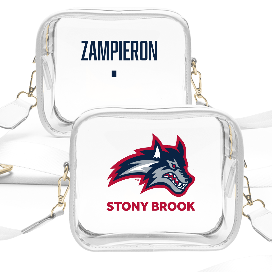 Stony Brook University Baseball White Clear Stadium Bag - #1 Nick Zampieron