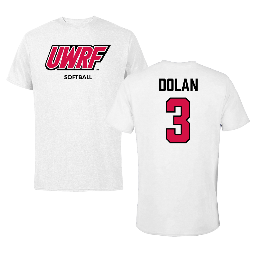 University of Wisconsin-River Falls Softball White Block Performance Tee - #3 Kayla Dolan