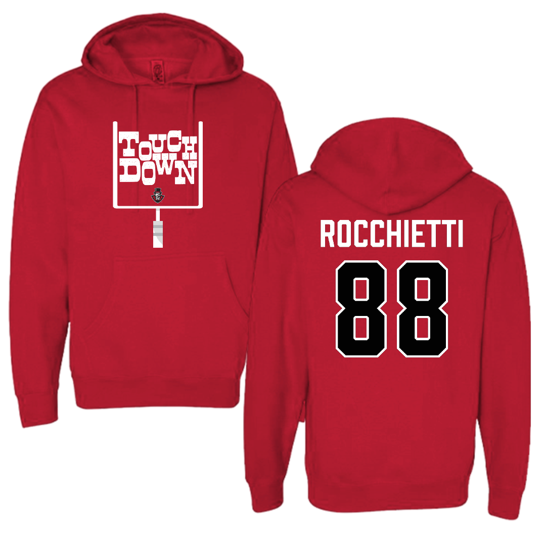 Austin Peay State University Football Red Touchdown Hoodie - #88 Corey Rocchietti