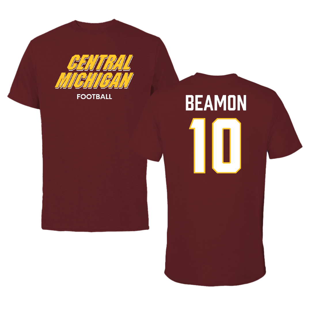 Central Michigan University Football Maroon Tee - #10 Marcus Beamon