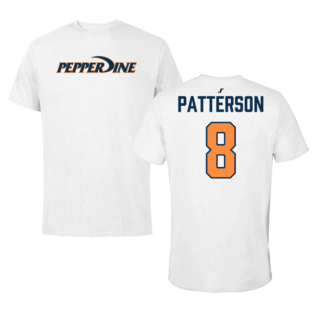 Pepperdine University Baseball White Performance Tee - #8 Daniel Patterson