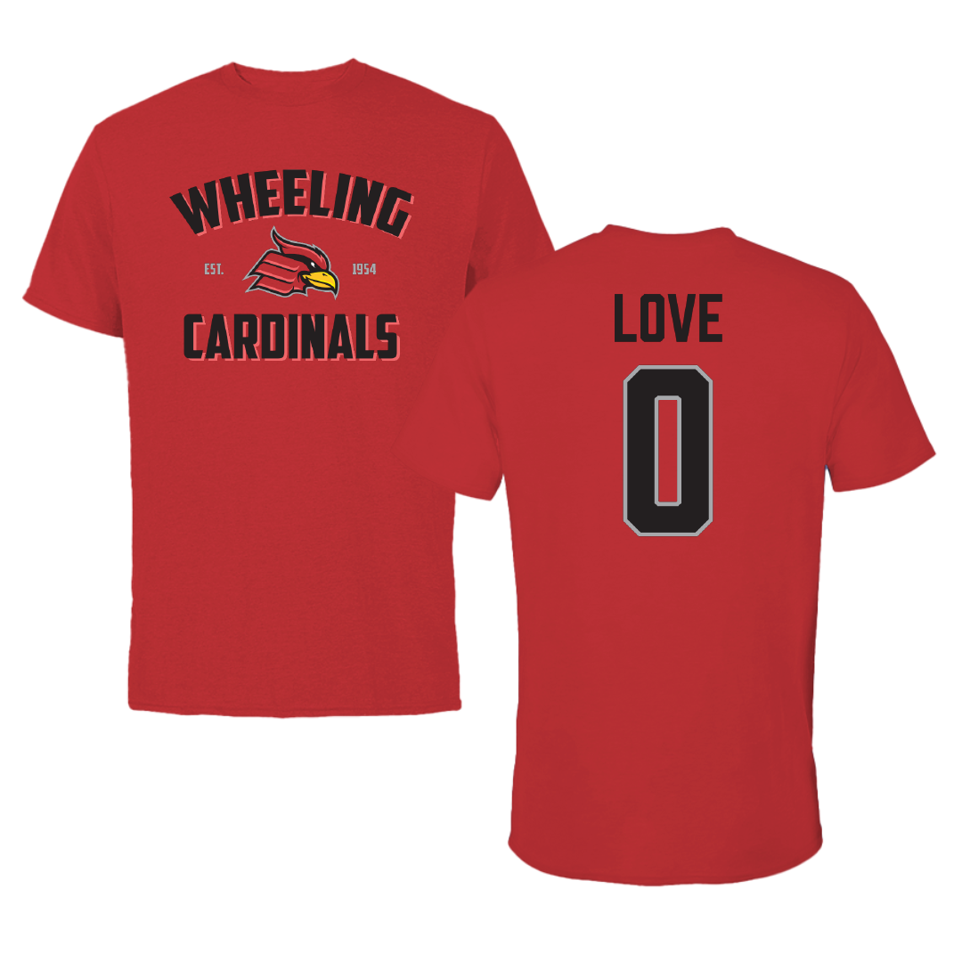 Wheeling University Football Red General Performance Tee - #0 Solo Love
