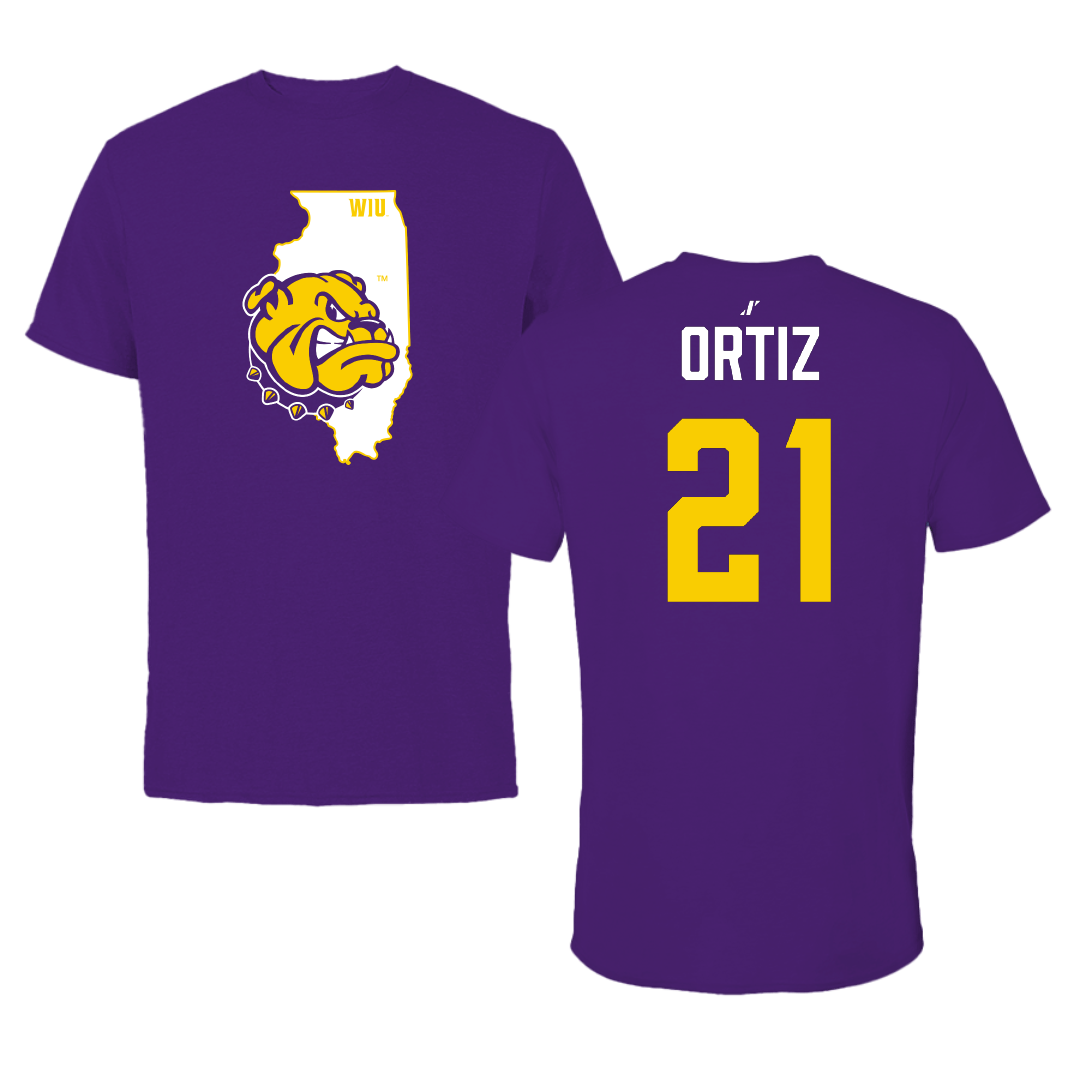 Western Illinois University Softball Purple State Tee - #21 Angelina Ortiz