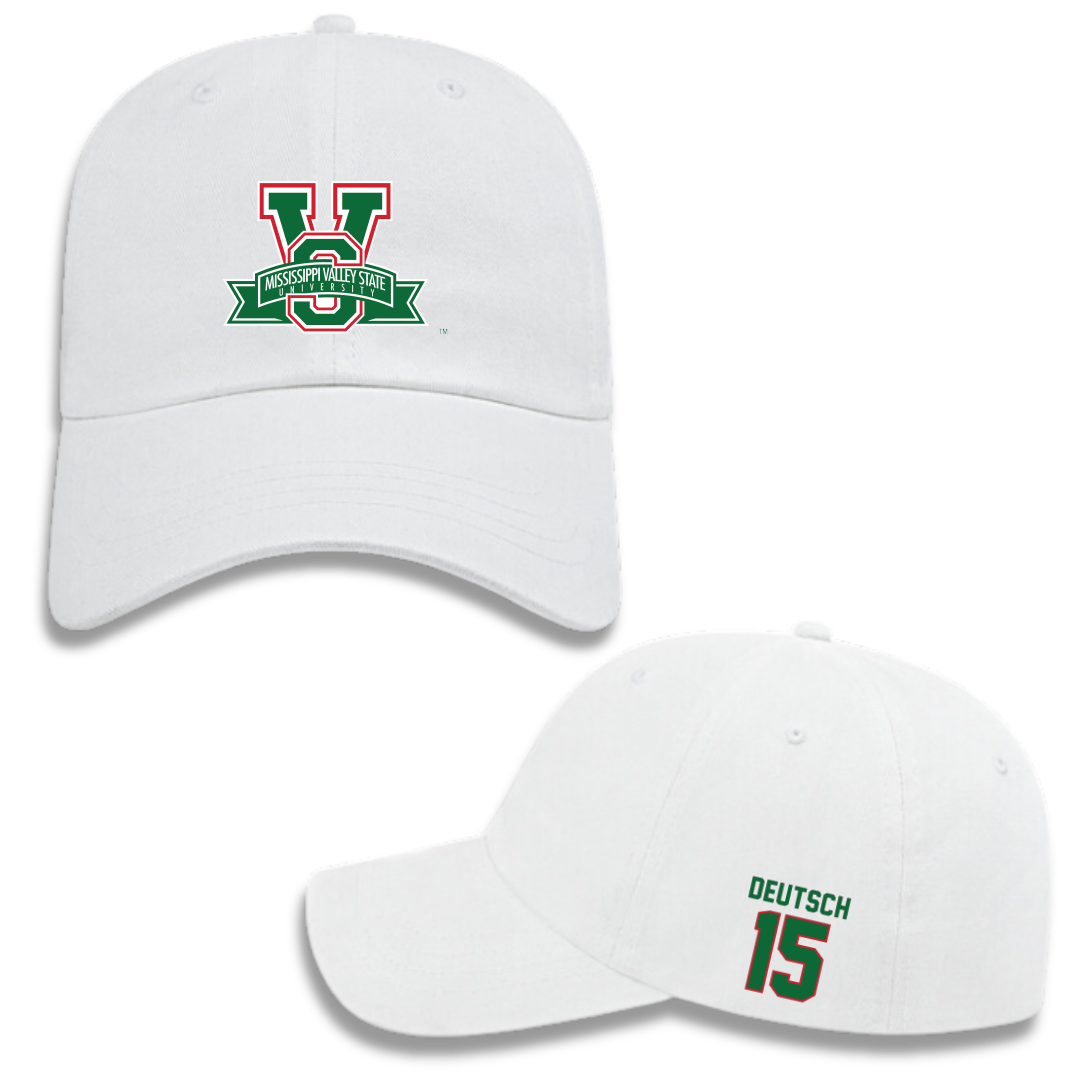 Mississippi Valley State University Baseball White Hat - #15 Gage Deutsch