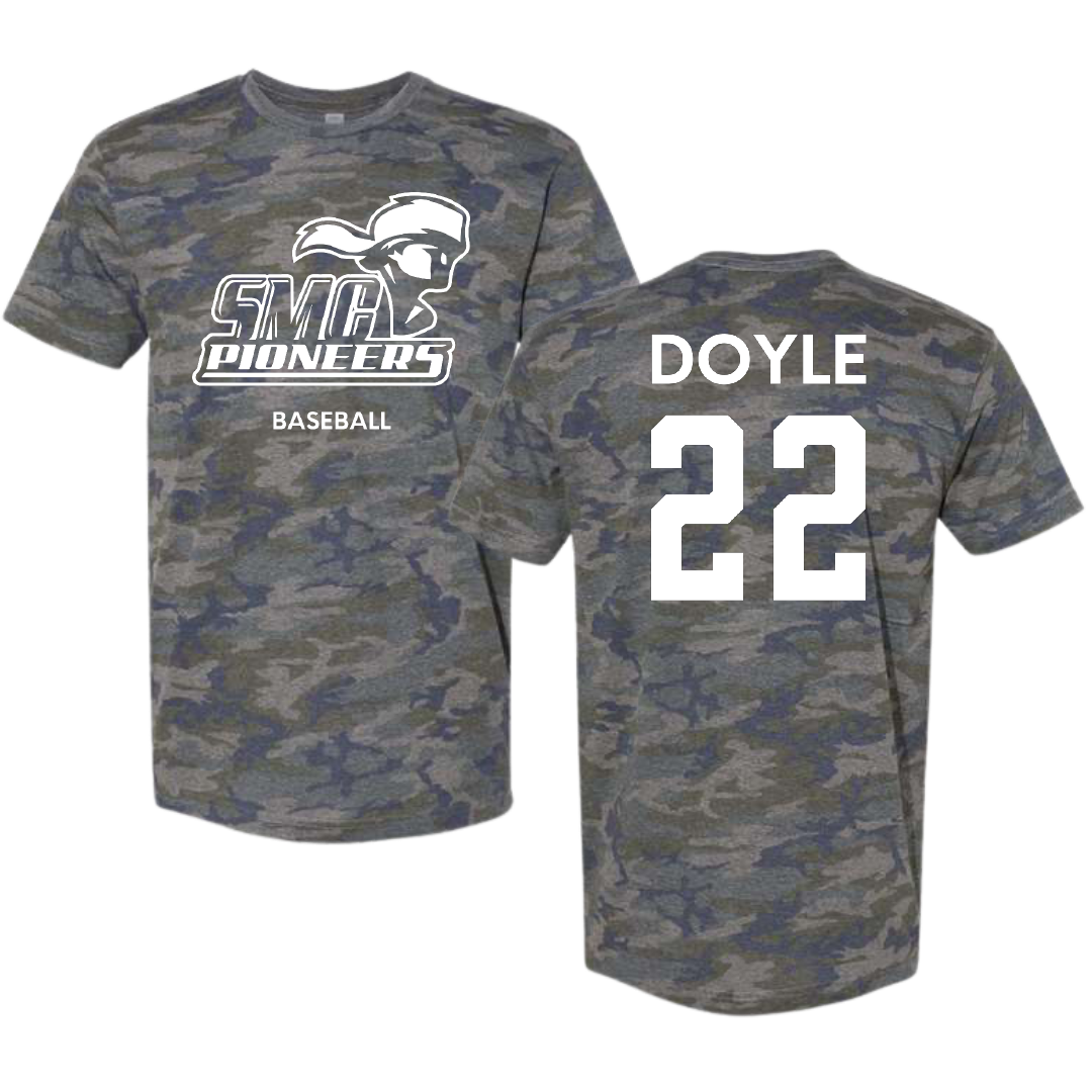 Spartanburg Methodist College Baseball Vintage Camo Tee - #22 Hunter Doyle