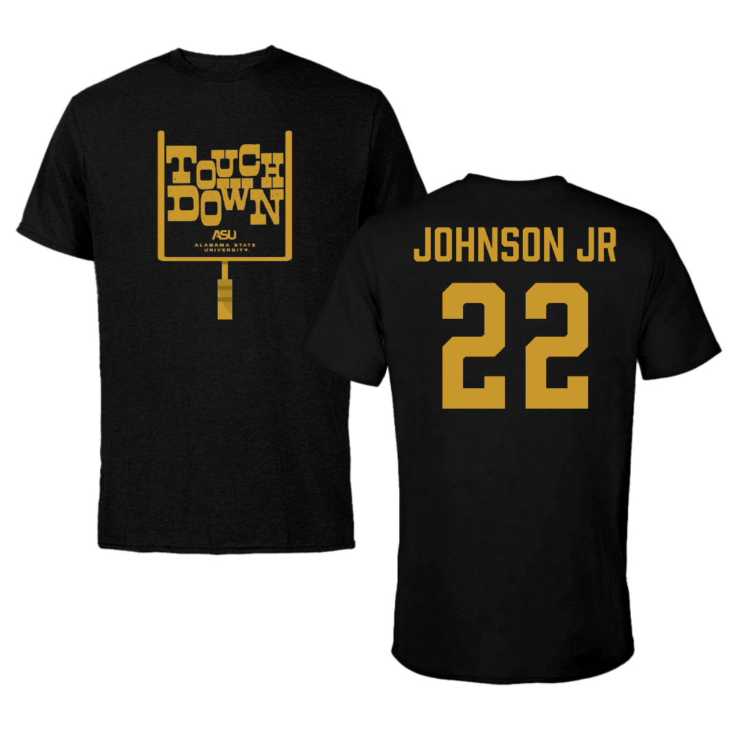Alabama State University Football Black Touchdown Tee - #22 Terence Johnson Jr