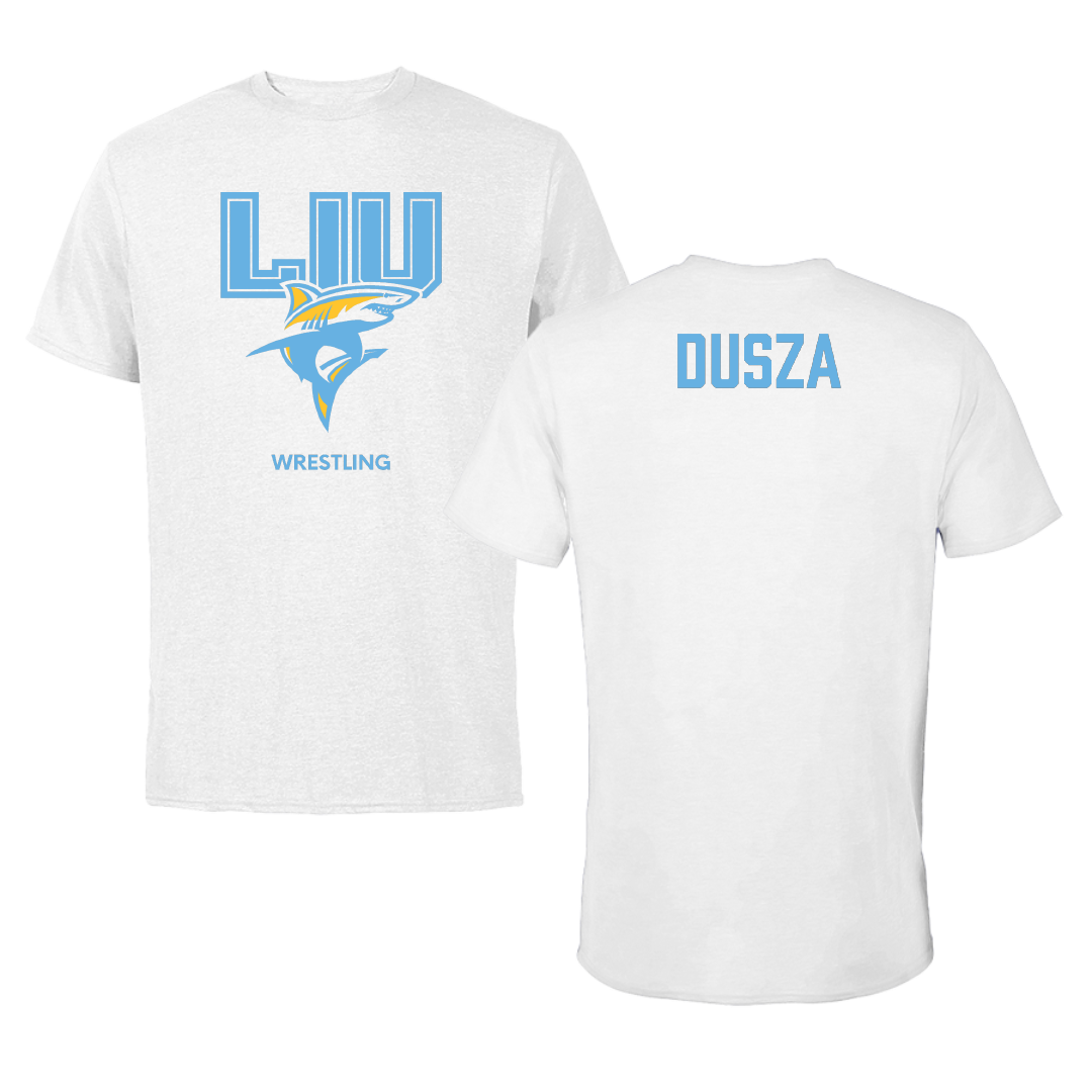 Long Island University Wrestling (M) White Tee - John Dusza