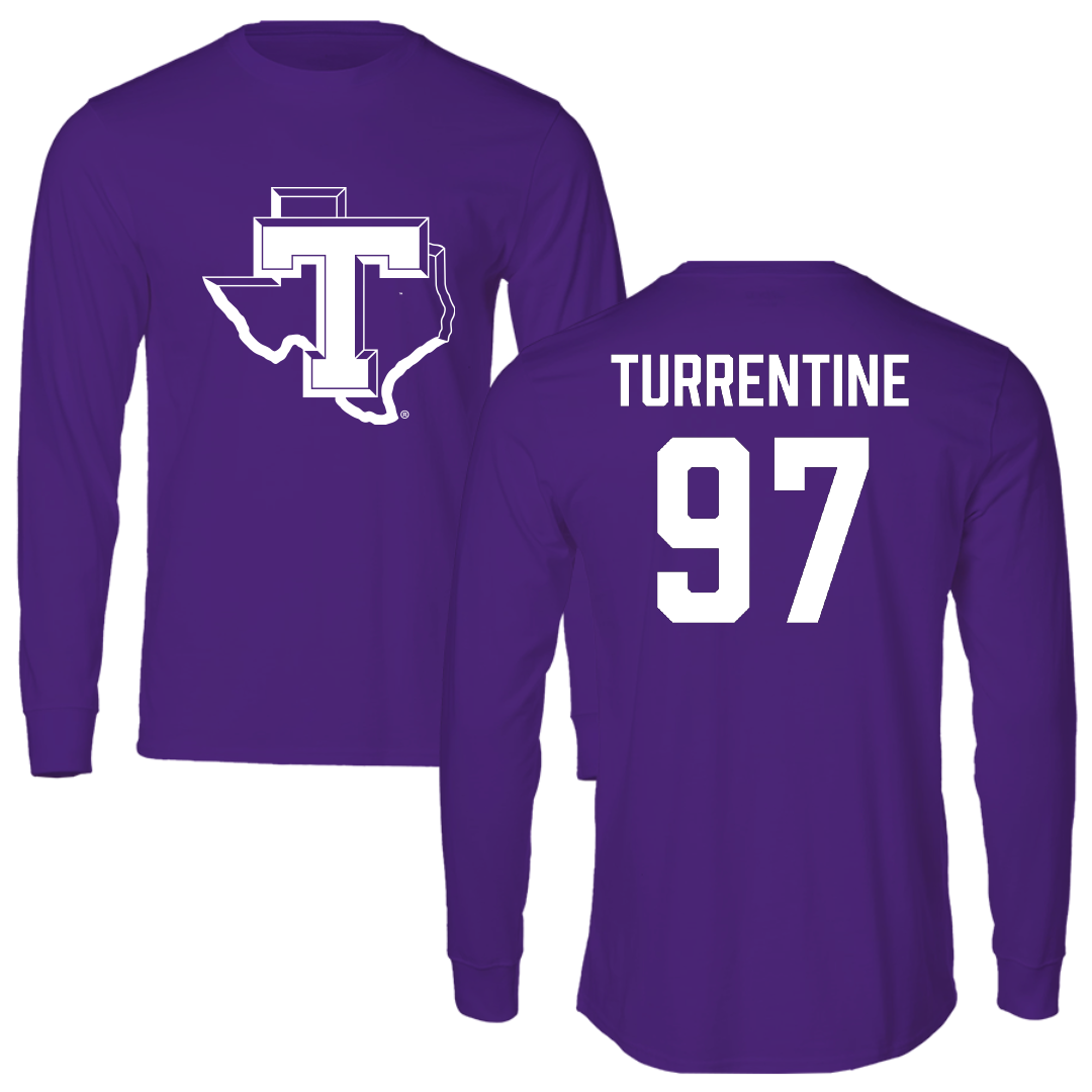 Tarleton State University Football Purple Performance Long Sleeve - #97 James Turrentine