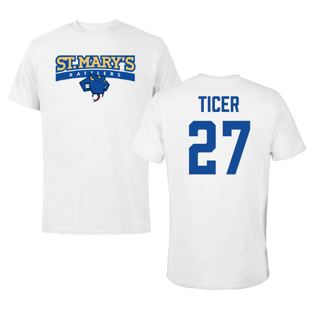 St. Mary's University (Texas) Baseball White Tee - #27 Brody Ticer