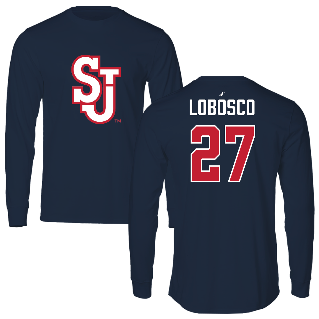 St. John's University (New York) Softball Navy Performance Long Sleeve - #27 Bianca Lobosco